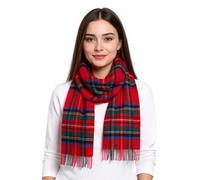 Hamilton Kilts Schal aus 100% Lammwolle, schottischer Clan-Tartan-Schal, luxuriöser, weicher Winter-Stola mit Quasten, Red Stewart
