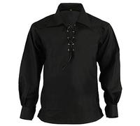 Hamilton Kilts schottischer jakobitischer jakobinischer Ghillie-Kilt Traditionelles Highland-Hemd-Hochzeitskleid - Schwarz, 5XL