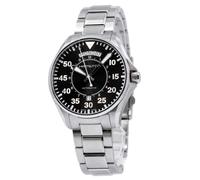 Herrenuhr Hamilton Khaki Pilot Day/Date Automatik 42mm mit schwarzem Zifferblatt und Edelstahlarmband H64615135