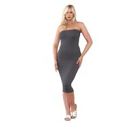 Hamishkane Damen Bandeau-Kleid, trägerlos, Stretch, lang, figurbetont, Midi-Kleid, anthrazit, 40-42