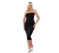 Hamishkane® Damen Boob Tube Midi Bodycon Kleid, einfarbig, trägerlos, schmale Passform, dehnbar, Bandeau-Bleistiftkleider für Damen, Sommer, lang, trägerlos, Partykleidung, Schwarz , 34-36