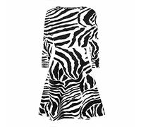 Hamishkane Damen Langärmliges Kleid mit Zebramuster und ausgestelltem Skater-Swing-Kleid, lockeres Partykleid Gr. 50/52/Große Größen, zebra