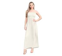 Hamishkane Damen Maxi-Kleid, einfarbig, trägerlos, durchsichtig, lang, cremefarben, 42/44