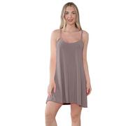 Hamishkane® Damen-Minikleider mit Trägern, U-Ausschnitt, ausgestelltes, langes Damen-Top, einfarbig, ärmellos, Sommerkleider für Damen, dehnbares Camisole, mokka, 38-40