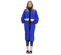 Hamishkane Damen Strickjacke mit Ballonärmeln, Maxi-Strickjacke, Übergröße, Winterpullover, königsblau, 44