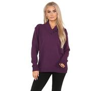 Hamishkane Damen Strickpullover Langarm Pullover Frauen V-Ausschnitt Pullover Shawn Kragen 4 Knöpfe Winter Pullover, violett, 34-36