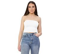 Hamishkane Damen Trägerloses Bandeau-Bandeau-Top, dehnbar, lässig, Sommer, Weste, weiß, 34-36