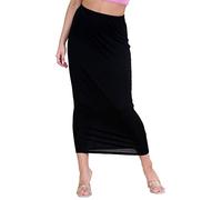 Hamishkane® Damenröcke, elastische Taille, lässiger Sommer-Midaxi-Röcke, einfarbig, figurbetont, Maxi-Röcke, weicher Jersey, Midirock, langer Bleistiftrock, Schwarz , 40-42