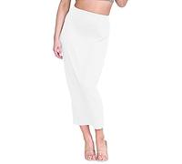 Hamishkane® Damenröcke, elastische Taille, lässiger Sommer-Midaxi-Röcke, einfarbig, figurbetont, Maxi-Röcke, weicher Jersey, Midirock, langer Bleistiftrock, weiß, 40-42