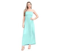Hamishkane® Einfarbiges Maxikleid für Damen, trägerloses Bandeau-Kleid, durchscheinendes gerafftes Boobtube-Kleid, Freizeitkleid, lange Sommerkleider für Damen, mint, 50-52