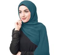 Hamishkane® Eleganter Modal-Hijab - vielseitiges Kopftuch aus Baumwollmischung für Damen, leichtes und stilvolles Gebet Hijab Schal für Damen, perfekt für den Alltag und besondere Anlässe, blaugrün,