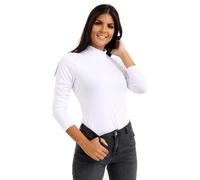 Hamishkane® Langärmeliges Oberteil für Damen, Rollkragen-Poloshirts für Damen, dehnbar, langärmelige Oberteile für Damen, Rollkragen-Tops für Damen, Rollkragen-Shirt, Größe 36-54, weiß, 50/52/Große