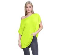 Hamishkane Neu Damen Batwing Ärmel Ebene aus Das Schulter Bardot Übergröße T-Shirt Mini Top