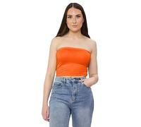 Hamishkane® Trägerloses Bandeau-Top für Damen, weich und dehnbar, bauchfreies Oberteil für Damen, ideal zum Ausgehen und für den Sommer, neon-orange, 34-36