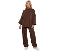 Hamishkane® Womens Co Ord Sets gerippter Cord-Strickpullover mit langen Ärmeln, übergroßer Pullover mit weitem Bein, 2-teiliges Loungewear-Set für Damen, lässiger Winteranzug für Damen, braun,