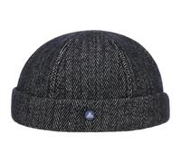HAMMABURG Dark Herringbone Dockermütze Herren Mütze mit Baumwolle Innenfutter aus 100% Baumwolle Herbst Winter dunkelblau XXL (62-63 cm)