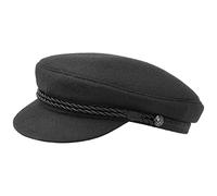 HAMMABURG Elbe Matrosenmütze schwarz für Herren - Traditionelle Kapitänsmütze mit Futter - Matrosenmütze aus Stoff - Made in EU - Schirmmütze mit Kordel, kurzem Visier und schwarzen Knöpfen schwarz