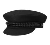 HAMMABURG Elbsegler Mütze Schwarz für Herren - traditionelle Kapitänsmütze mit Innenfutter - Matrosenmütze aus Tuch - Größe 59 cm, L - Schirmmütze mit Kordel, kurzem Visor und silbernen Knöpfen