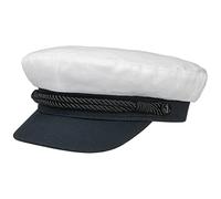 HAMMABURG White Starline Elbseglermütze Damen Herren 100% Baumwolle Kapitänsmütze Sommer Winter weiß 57 cm