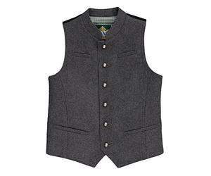 Hammerschmid Kindertrachtenweste Maxi für Jungen, festliche Lodenweste für Buben, elegante Anzugsweste für Hochzeit, Taufe oder Volksfest, Gilet in grau 176