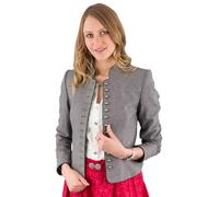 Hammerschmid Trachtenjacke Gmund grau, eleganter Trachtenjanker für Damen, festlicher Trachtenblazer zum Dirndl oder Trachtenrock, Lodenjacke mit Knöpfen, Stehkragen, Schößchen 48