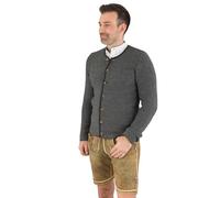 Hammerschmid Trachtenjacke Simon für Männer, Elegante Herrenstrickweste für Hochzeit, Taufe, Oktoberfest, Warmer Janker aus Schurwolle, Festliche Joppe in grau 46