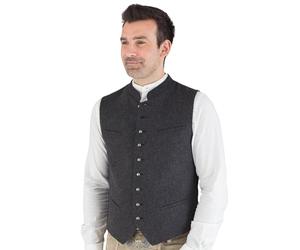Hammerschmid Trachtenweste Max anthrazit ohne Ärmel, klassische Lodenweste für Herren, elegantes Gilet für Männer