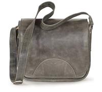 Hamosons - Damen-Handtasche Größe M/Umhängetasche im Retro-Look aus Leder, Anthrazit-Grau, Modell 577