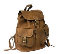 Hamosons - Großer Lederrucksack Größe L/Laptop-Rucksack bis 15,6 Zoll, aus Büffel-Leder, Braun, Modell 560