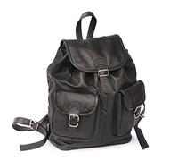 Hamosons - Großer Lederrucksack Größe L/Laptop-Rucksack bis 15,6 Zoll, aus Nappa-Leder, Schwarz, Modell 560