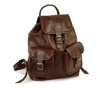 Hamosons Mittel-Großer Lederrucksack/Cityrucksack Größe M aus geöltem Leder, für Damen und Herren, Kastanien-Braun, 559