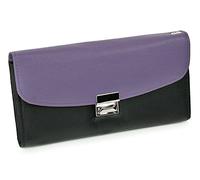 Hamosons - Zweifarbige Profi Kellnerbörse/Kellnergeldbeutel aus Nappa-Leder, Schwarz mit Lila Violett, Modell 1014