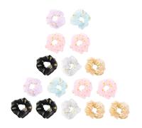HAMPPLIES 15 Stück Haargummis mit Blumenmotiv Elastisch Bunte Candy Farben Haarschmuck für Damen und Mädchen Haarbänder für Alltag und Fest Zufällige Farbe