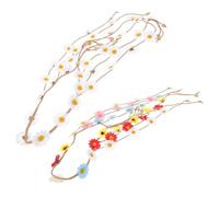 HAMPPLIES 2 Stück Teiliges Boho Gänseblümchen stirnband Verstellbare Hippie Haarbänder mit Blumenkranz Modische Haarschmuck für Frauen und Mädchen Geeignet für Festival Hochzeit Party