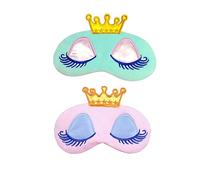 HAMPPLIES 2stücke Cartoon Schlafmaske Mit Krone Und Langen Wimpern Rosa Und Blau Für Frauen Und Mädchen Weiche Augenbinde Für Besseren Schlaf Atmungsaktiv Und Verstellbar