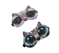 HAMPPLIES 2stücke Katzen-design Schlafmaske Aus Baumwolle Atmungsaktive Augenmaske Für Erholsamen Schlaf Für Entspannung Und Dunkelheit Blusher Cat Dunkelgraue Katze