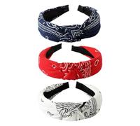 HAMPPLIES 3 Stück Teiliges Damen Stirnband Geknotete Haarbänder mit Vintage Barock Paisley Muster Modische Stoff headwraps für Party Yoga Alltag Vielseitiger Haarschmuck