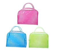 HAMPPLIES 3 Stück wasserdichte Transparente Kosmetiktasche PVC Reise Kulturbeutel Make Up Organizer Rot Grün Blau für Damen Kompakt Vielseitig und Langlebig