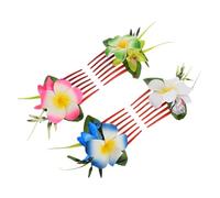 HAMPPLIES 4 Stück Tropisches Haarschmuck Plumeria Kämme Aus Strapazierfähigem Kunststoff in Weiß Rosa Blau Und Grün Hawaiianische Frangipani Haarspangen Für Strand Hochzeit Und Luau Party