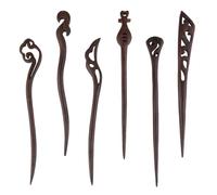 HAMPPLIES 6 Stück Haarnadeln aus Ebenholz Handgefertigt Geschnitzte Holz Haarstäbchen mit Retro Design Langlebiger Haarschmuck für Damen und Mädchen Geeignet für Dutt und Alltag
