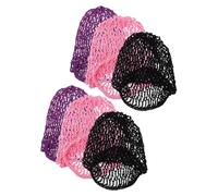 HAMPPLIES 6 Stück Pack Gehäkelte Haarnetzmützen aus Atmungsaktivem Viskose Netzgewebe Wiederverwendbare Schlaf Haarnetze für Langes Haar Elastische Handgefertigte Strickhauben für Damen zum