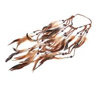 HAMPPLIES Boho Feder Stirnband Damen Handgefertigt Leicht Weich Gelb Festival Kopfschmuck Party Haarband