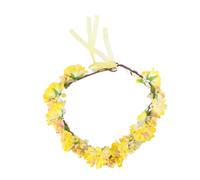 HAMPPLIES Braut Kopfschmuck Blumenkranz Gelbes Blumengirlanden Stirnband aus Leichtem Material Hochzeits Haaraccessoire für Frauen Festliche Fotorequisite und Party Stirnband