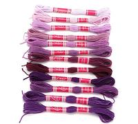 Hamwesh Stickgarn, Heller Farbverlauf, kein Verblassen, Glänzendes Handgefühl, Festigkeit, Polyestergarn, Bunte Sticktwist mit 12 Packungen für Freundschaftsarmbänder, DIY-Kunsthandwerk (PURPLE)