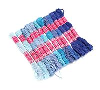 Hamwesh Stickgarn, Heller Farbverlauf, kein Verblassen, Glänzendes Handgefühl, Festigkeit, Polyestergarn, Bunte Sticktwist mit 12 Packungen für Freundschaftsarmbänder, DIY-Kunsthandwerk (blaue Farbe)