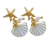 HANABASS 1 Paar Muschel Perlen Ohrringe für Damen Leichte Tropfen Ohrringe aus Kunststoff Modische Muschelohrringe für Alltag und Besondere Anlässe