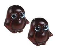 HANABASS 2 Stück Pinguin Schlüsselanhänger Kleine Handgeschnitzte Pinguinfiguren mit Blauen Augen Leichte Dekoration für Tasche und Schreibtisch