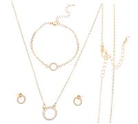 HANABASS 3 Stück Schmuckset Damen Collier Ohrstecker Armband Schlichtes Kreis design Eleganter Anhänger Modisches Brautschmuckset für Hochzeiten und Besondere Anlässe