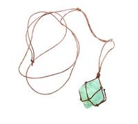 HANABASS Natürliche Grüne Fluorit Rohstein Halskette mit Edelstein Anhänger Handgewickelte Wire Wrap Kette Spiritueller Schmuck für Damen und Herren Beruhigend und Energetisierend
