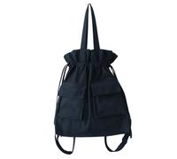 HANABASS Stylischer Schwarzer Baumwoll rucksack mit Kordelzug Großer Kapazität und Robustem Design Vielseitiger Outdoor drawstring Backpack für Studenten Damen und Alltag mit Praktischem